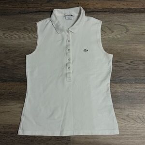 Lacoste Women's White Sleeveless Polo Shirt